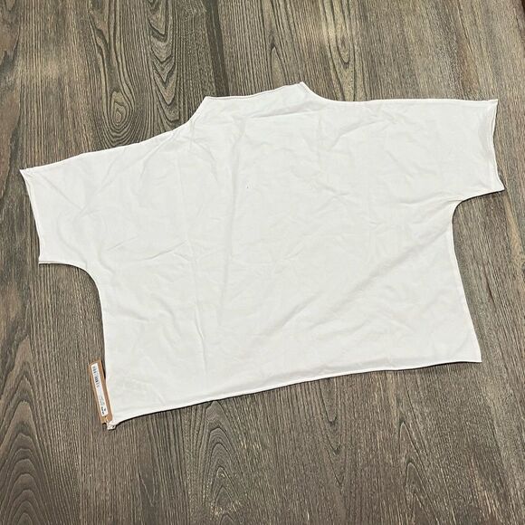 NWT Skims Raw Edge Super Cropped Tee Mock Neck Short Sleeve Stretch Marble 4X - Picture 1 of 4
